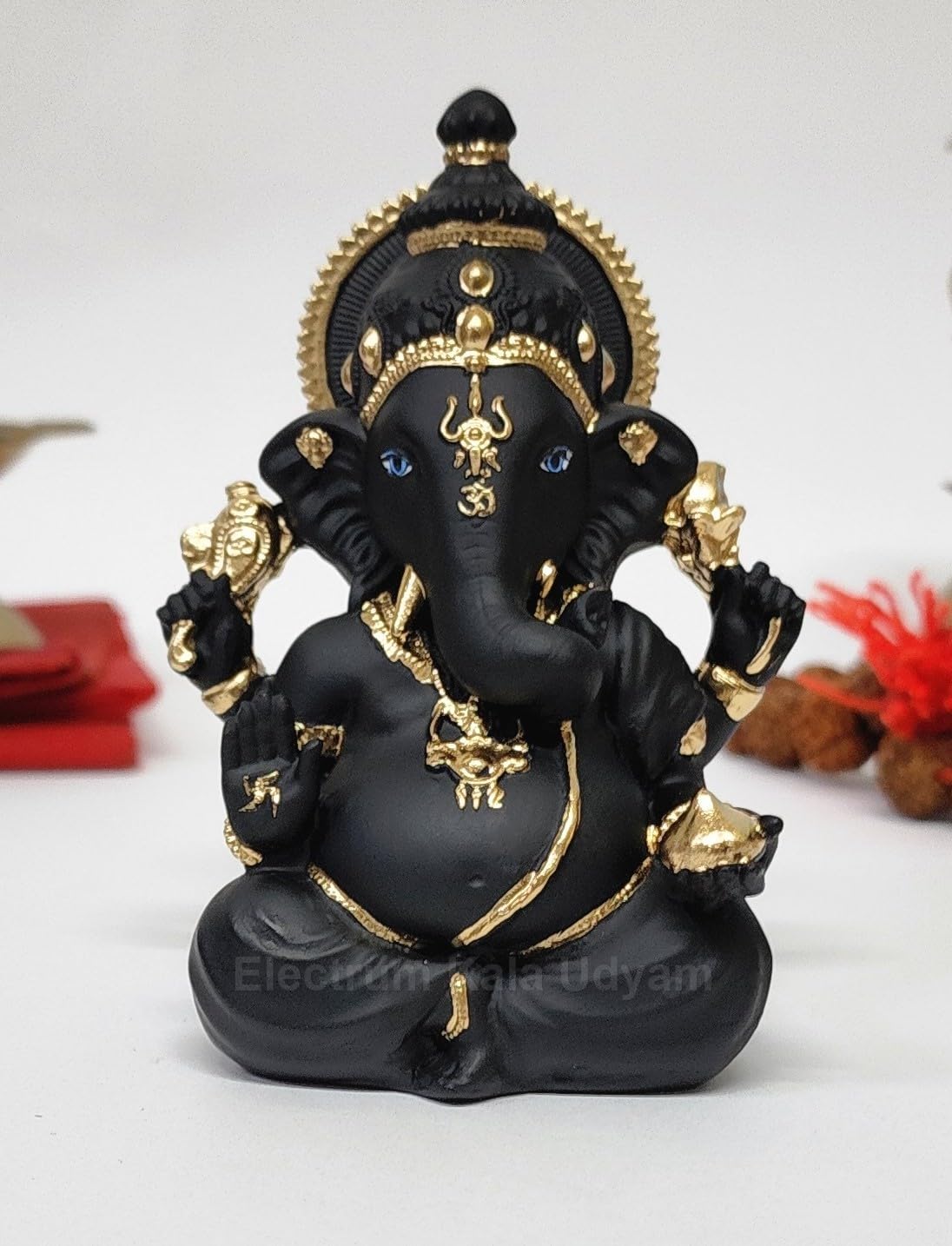 Black Terracotta Vinayagar Ganesha Idol Perfect for Car Dashboard, Office Desk, Home Decor, and Gifting | (BLACKTERRAVINAYGARA 4")