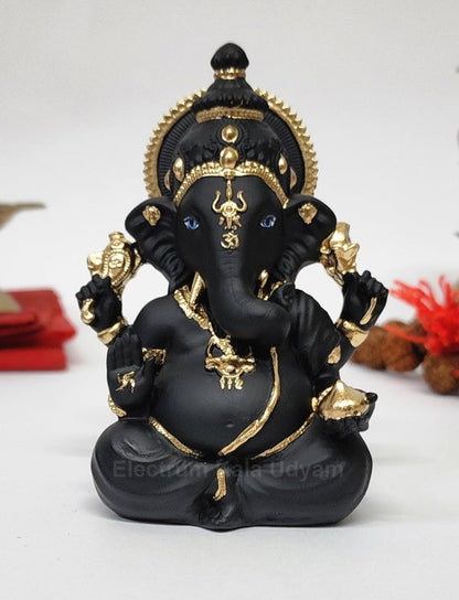 Black Terracotta Vinayagar Ganesha Idol Perfect for Car Dashboard, Office Desk, Home Decor, and Gifting | (BLACKTERRAVINAYGARA 4")