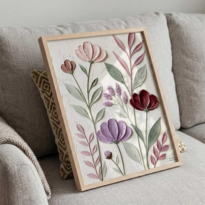 Floral Laef Wall Art Home Decoration | Aesthetic Paintings With Frame For Living Room Bed Room Hotel Wall Decor Digital Reprint (19x25 inch)