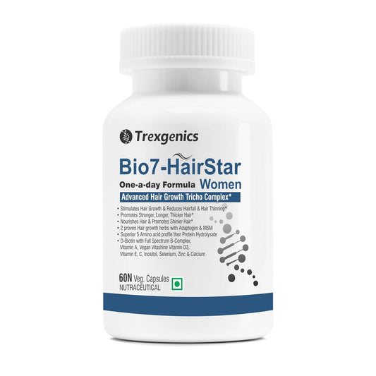 Trexgenics Bio7-HairStar Women's hair growth supplement bottle on a white background