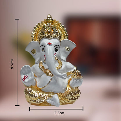 999 Silver Plated Lord Ganesha Idol for Temple, Puja Room, Home Decor Gifting| Murti Ganpati Idol for Peace, Prosperity, Positive Energy, Good Luck, Success (8.89 x 5.08 cm)