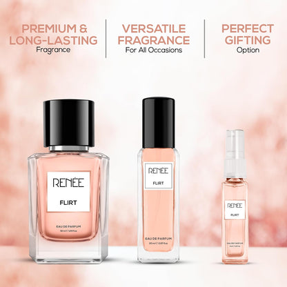 RENEE Flirt Eau De Parfum 8ml - Premium Long-lasting Fragrance With Notes of Mandarin, Rose, Vanilla - Versatile Scent for All Occasions - Perfect Gifting Option