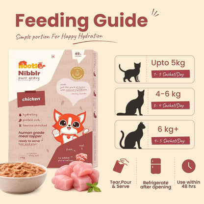 Nootie Nibblr Pur Gravy Chicken- Taurine-Enriched, High-Protein Meal Topper for Cat (170g)