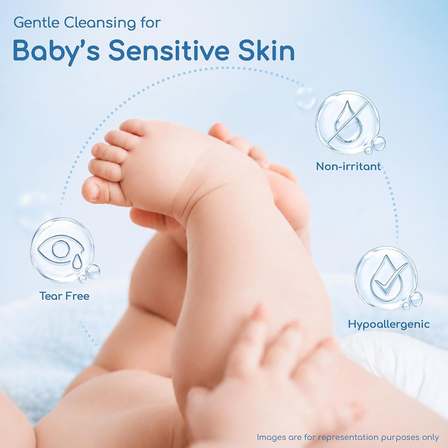 Little's 99.9% Pure Water AquaSense Baby Wipes | Unscented | with Aloe Vera | Pack of 3 X 72 Wipes | Plant-based | 100% Biodegradable | No Paraben