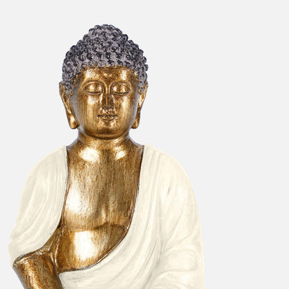 Pure Home + Living Ivory Antique Gold Polyresin Meditating Sitting Buddha - Small Showpiece Idol Home Decor Items for Living Room and Gifts | Elegant Seated Pose Home & Garden Decor Accent (Pack of 1)