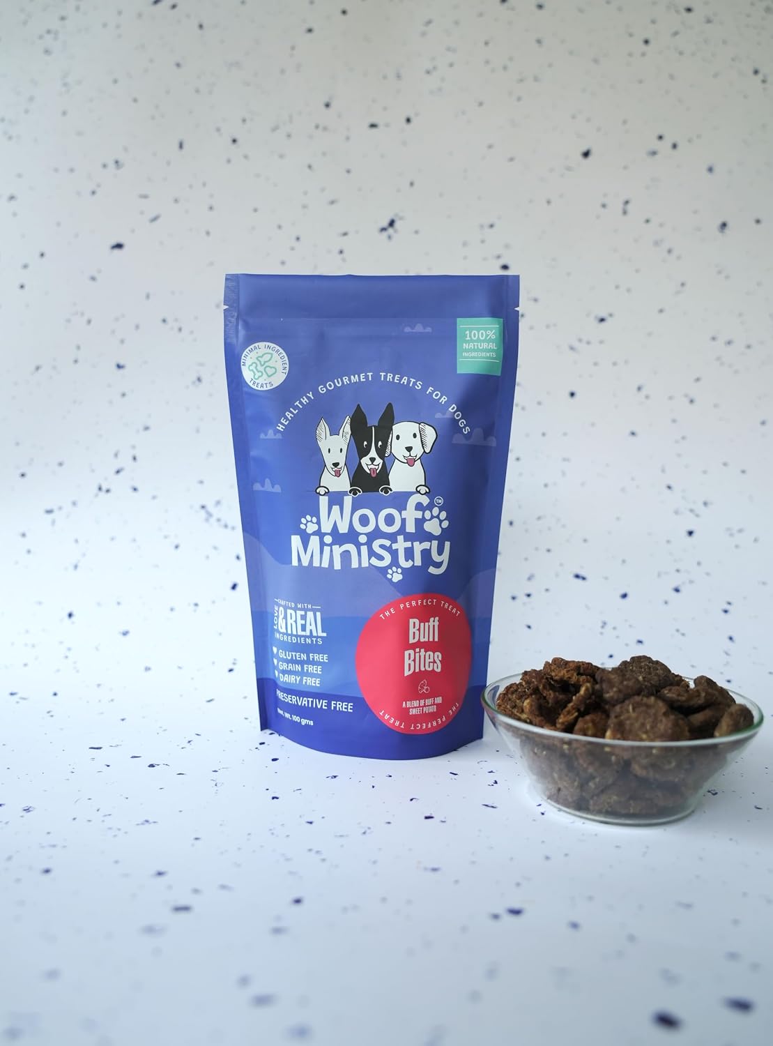 Woof Ministry Buff Bites for Dogs, Minimal Ingredient Dehydrated Dog Treats (Non Veg Treats -100 Grams), All Life Stages, dry