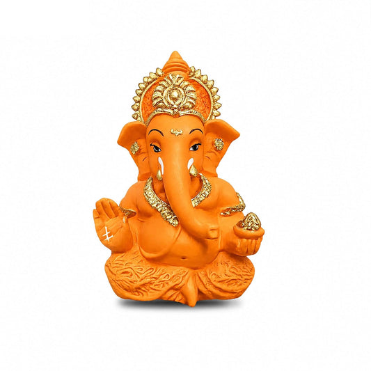Premium Lord Ganesha Idol for Car Dashboard | 3.5 Inch Resin Ganpati Murti | Elegant Home & Office Decor Showpiece Mustard Yellow SIA485