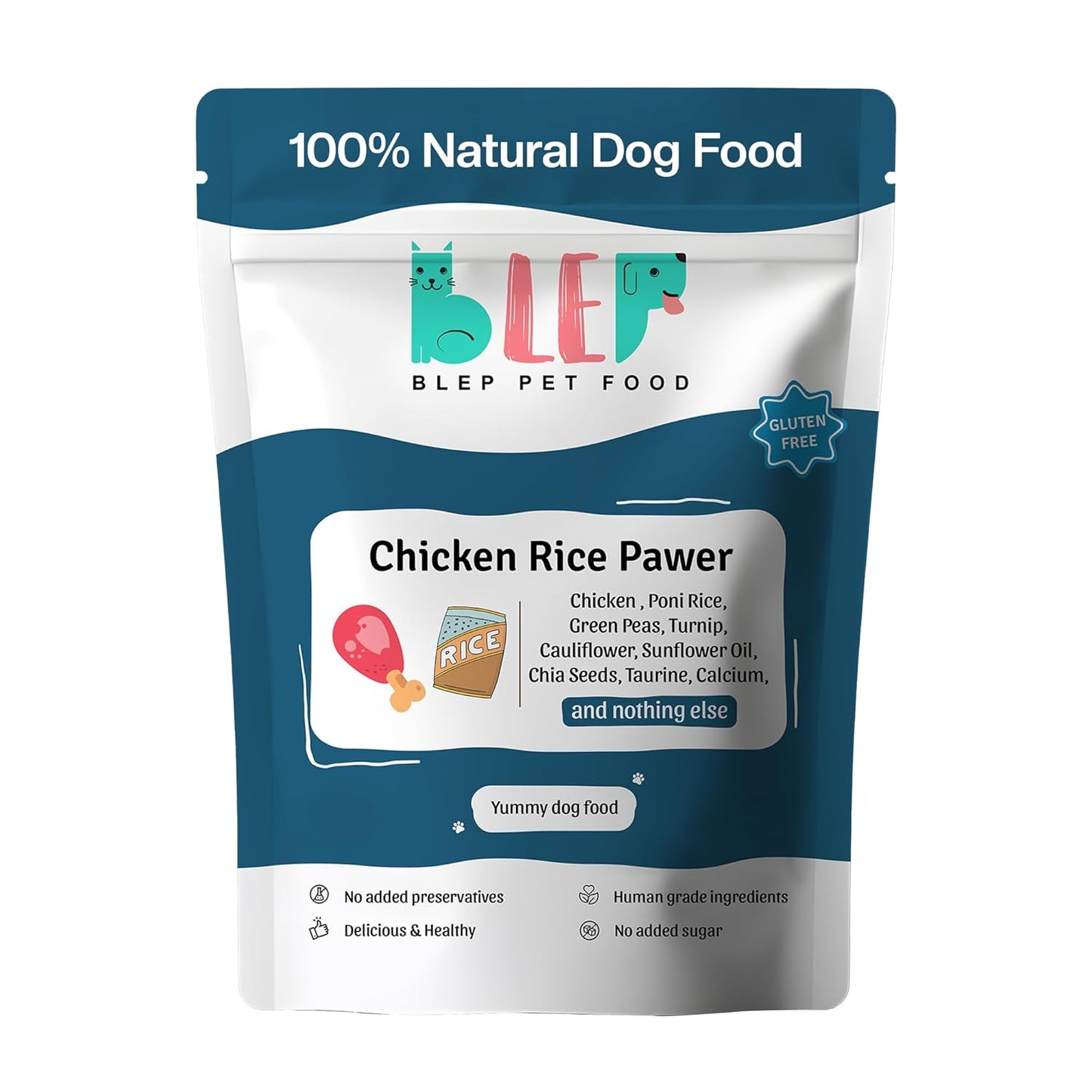 BLEP Healthy Dog Food for Adult & Puppies | Chicken Rice | Zero Preservatives | Wet Dog Food | Travel Packs | Complete Meal & Balanced | 300g | Pack of 1