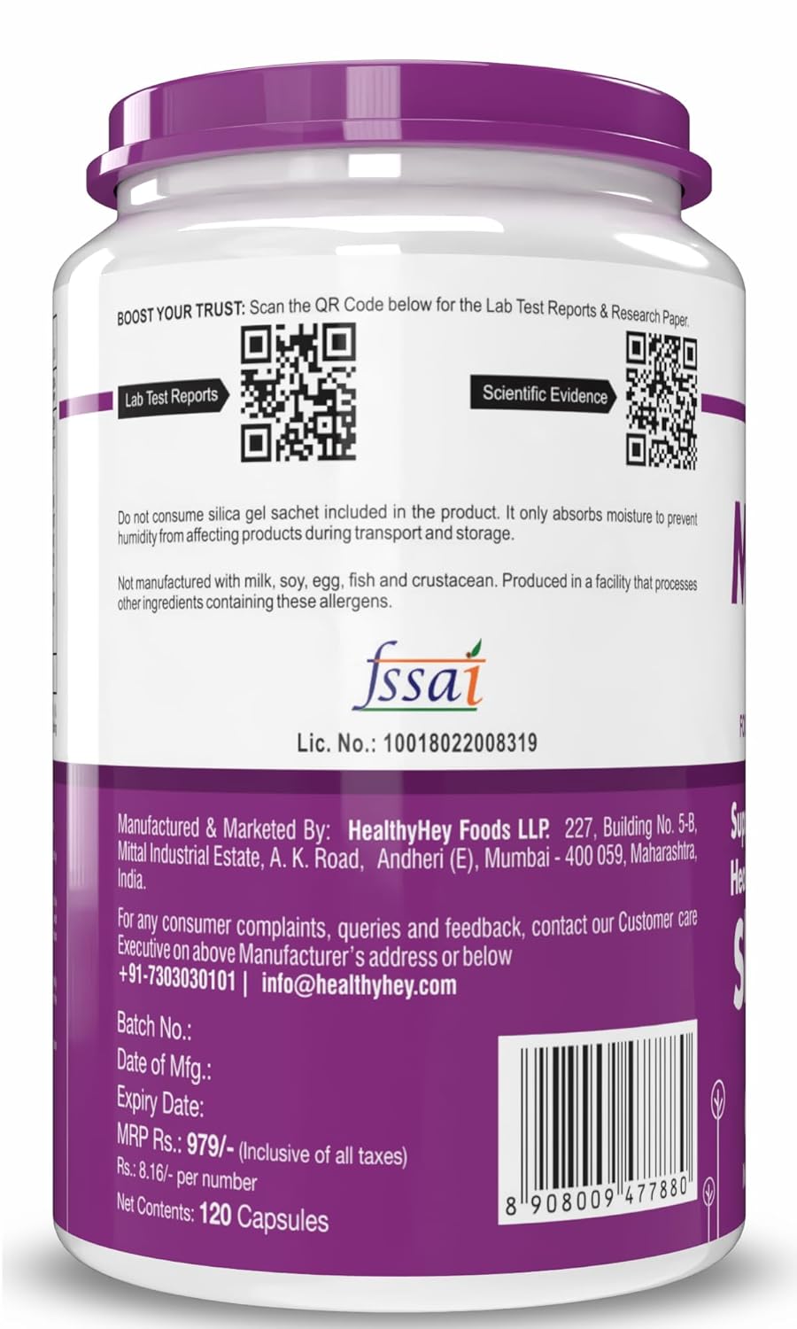 HealthyHey Nutrition Melatonin 3mg, Pack of 120 vegetable capsules - Promotes Sleep and Relaxation