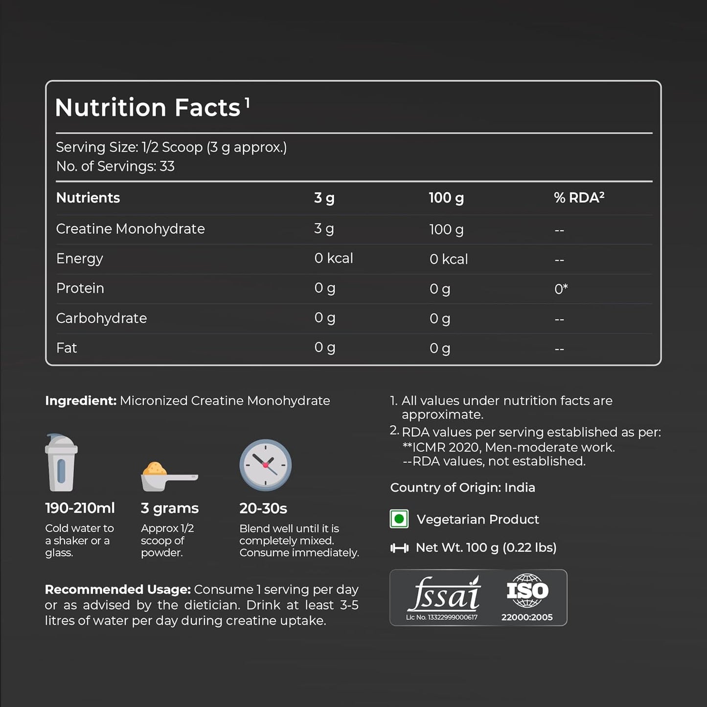 Nutrabay Pure Micronised Creatine Monohydrate Powder 3000 mg/Serving – Pre/Post Workout Supplement for Muscle Gain & Recovery |33 Servings – 100g, Unflavoured | Trustified Certified | 100% Authentic