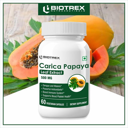 Biotrex Nutraceuticals Carica Papaya Leaf Extract 500mg - 60 Capsules