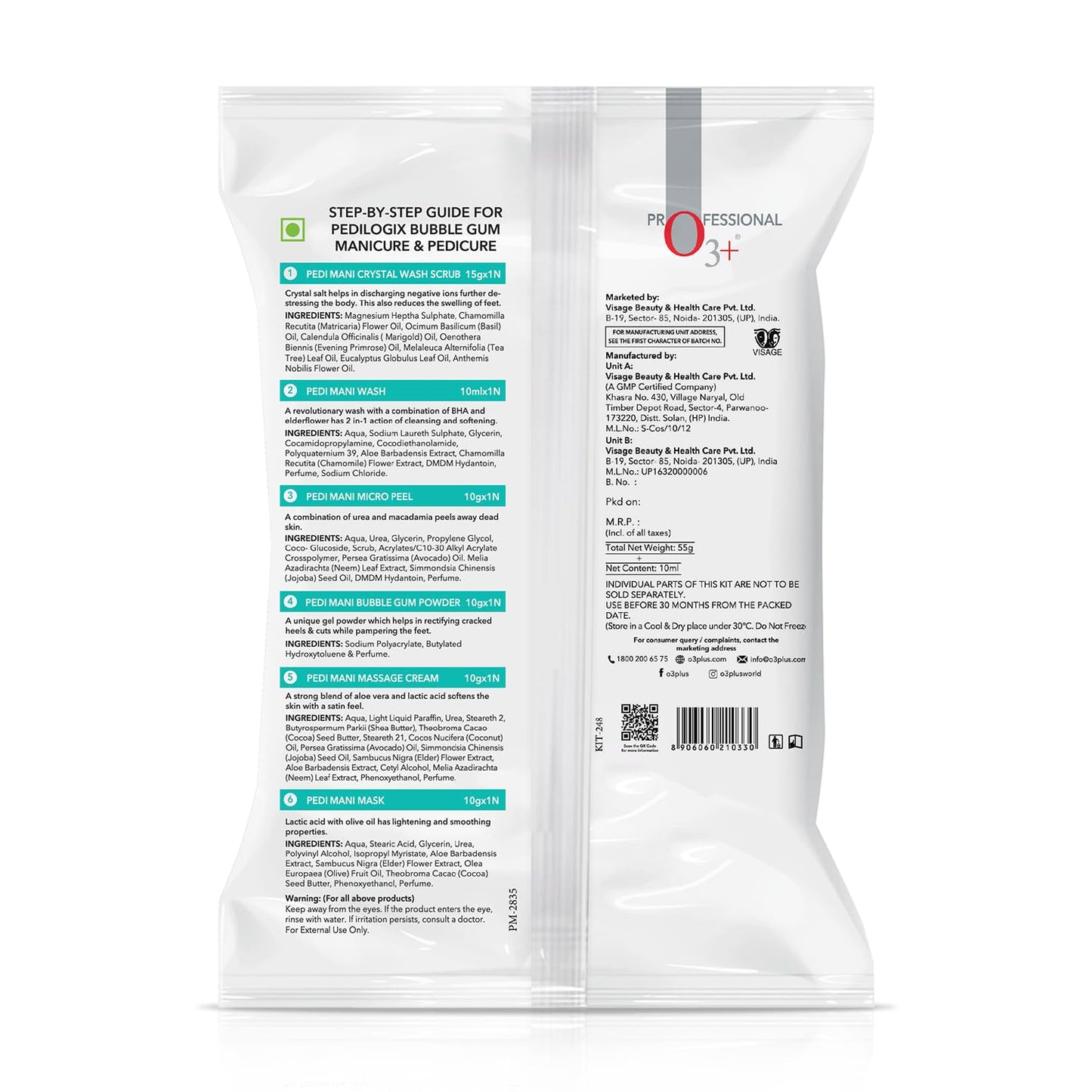 O3+ Pedilogix Bubblegum Manicure Pedicure Kit for Hand and Feet Lightening, Softening and Massage (1 Pc, 65 g)