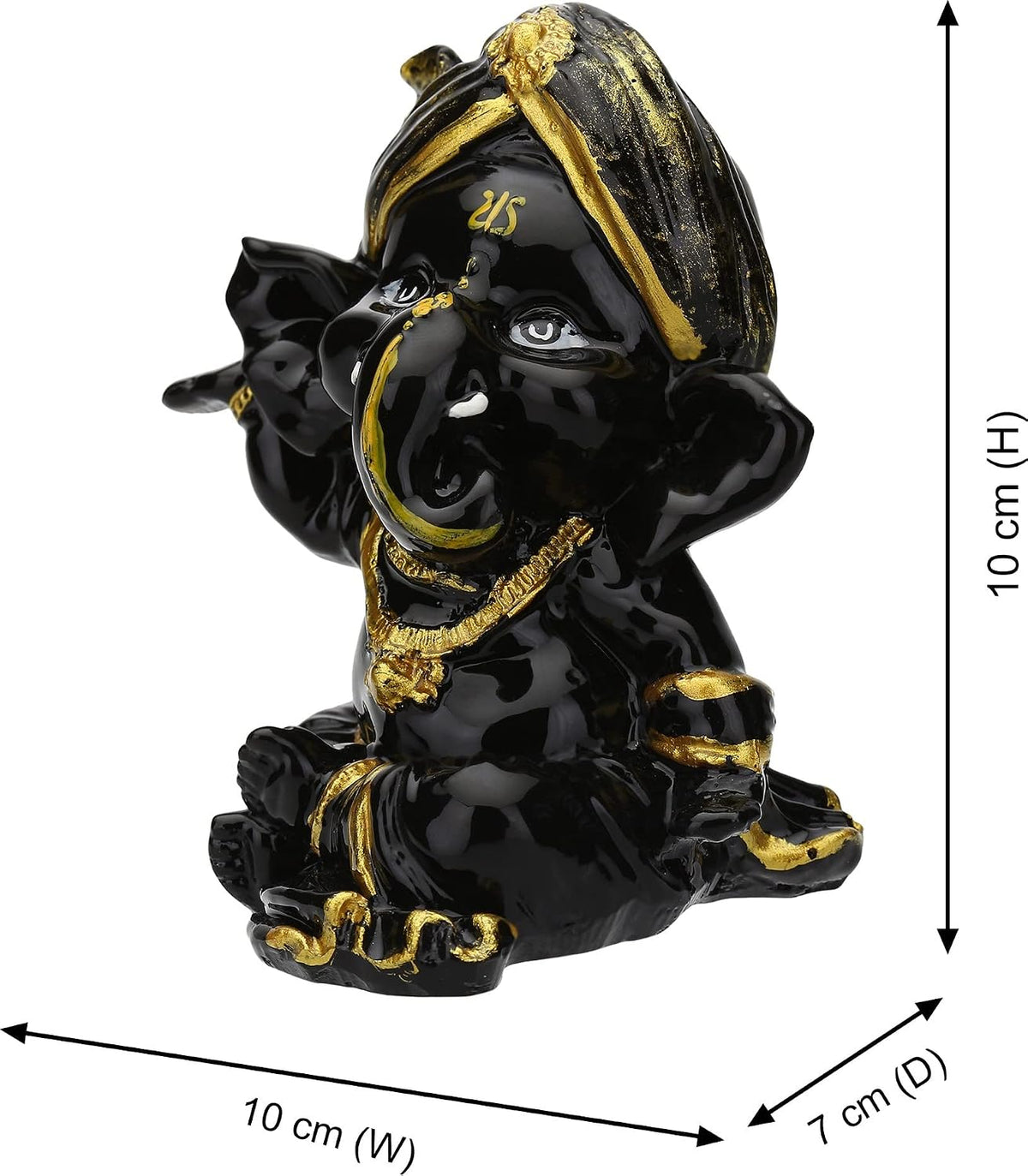 Black & Gold Ganesha Idol for Car Dashboard | Small Decorative Ganpati Statue for Home, Office & Temple | Lord Ganesha Showpiece for Gift & Spiritual Décor