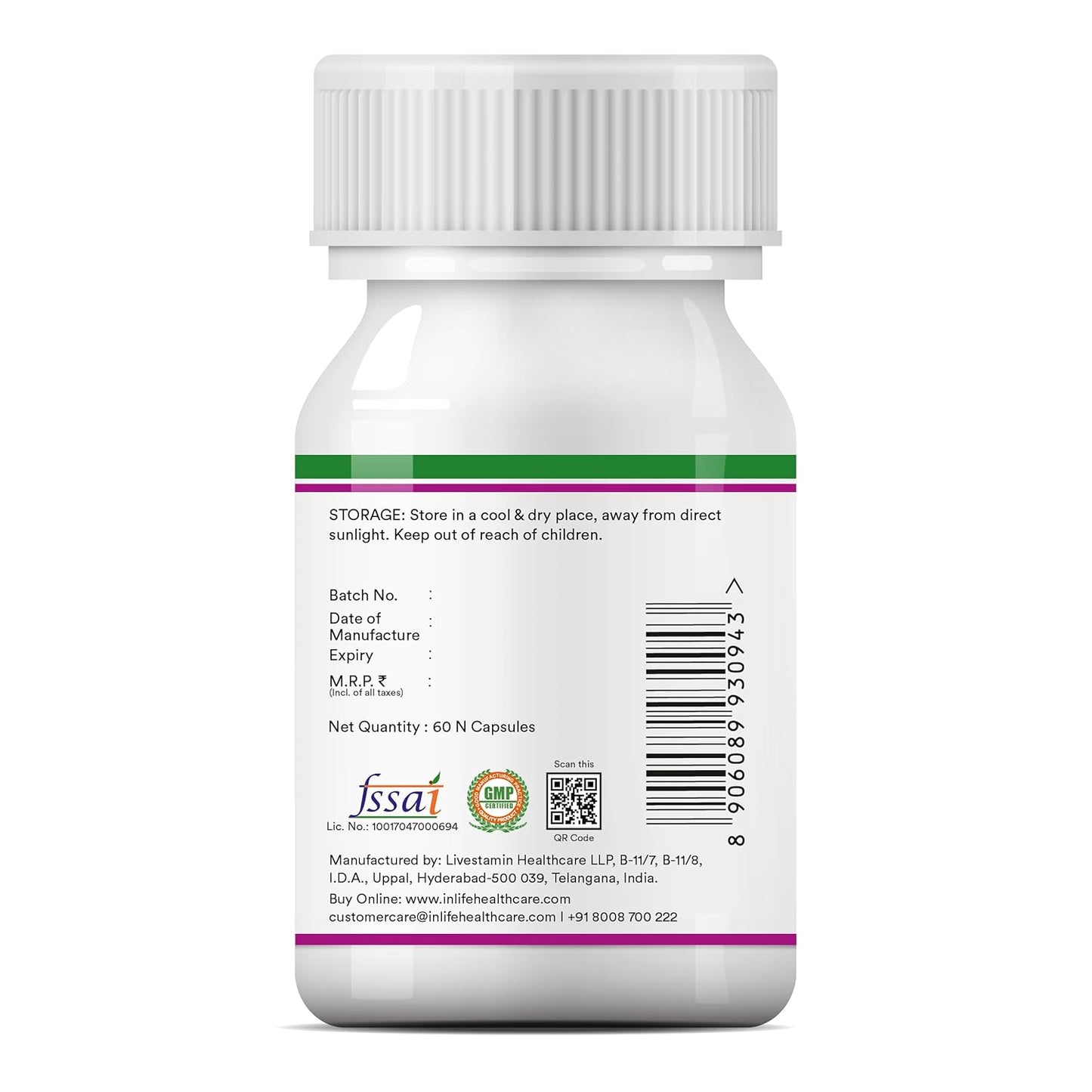 INLIFE Milk Thistle Extract 800mg > 80% Silymarin | Helps in Liver Support, 60 Vegetarian Capsules (Pack of 1, 60)