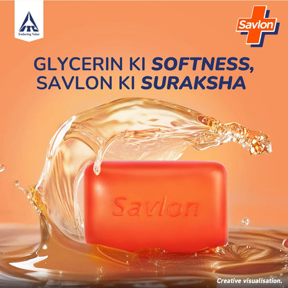 Savlon Moisturizing Glycerin soap bar with germ protection, Pack of 5 - 120g each