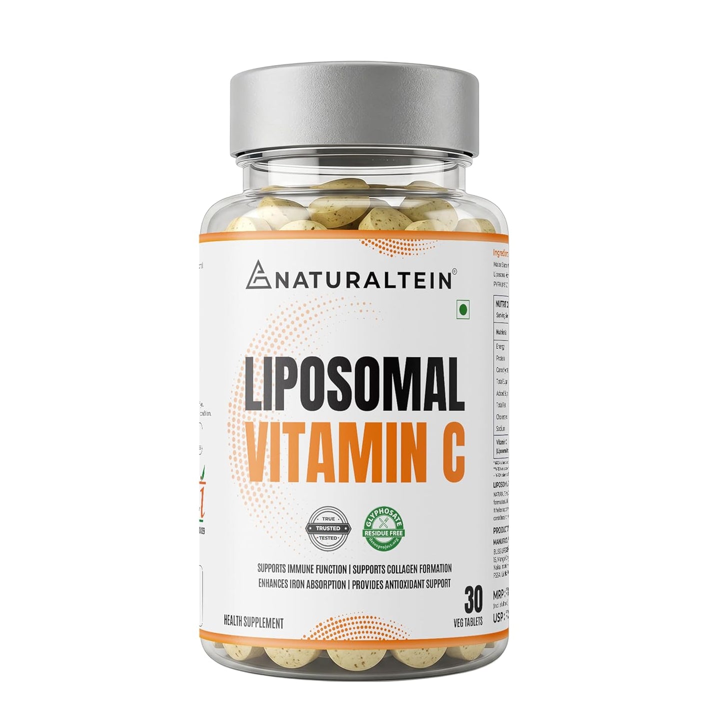 Bottle of Naturaltein Liposomal Vitamin C on a white background