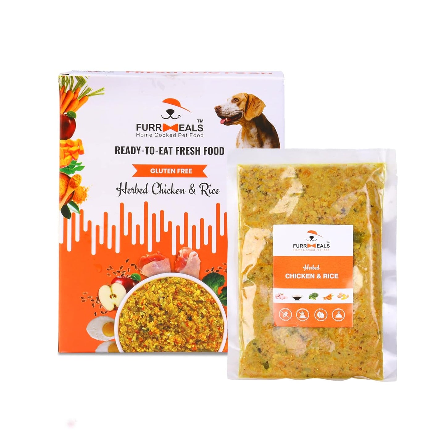 FurrMeals Wet Dog Food | Herbed Chicken and Rice | Pack of 1 x 300g | All Breed | Gluten Free | Preservative Free | Ready-to-Eat Fresh Dog Food