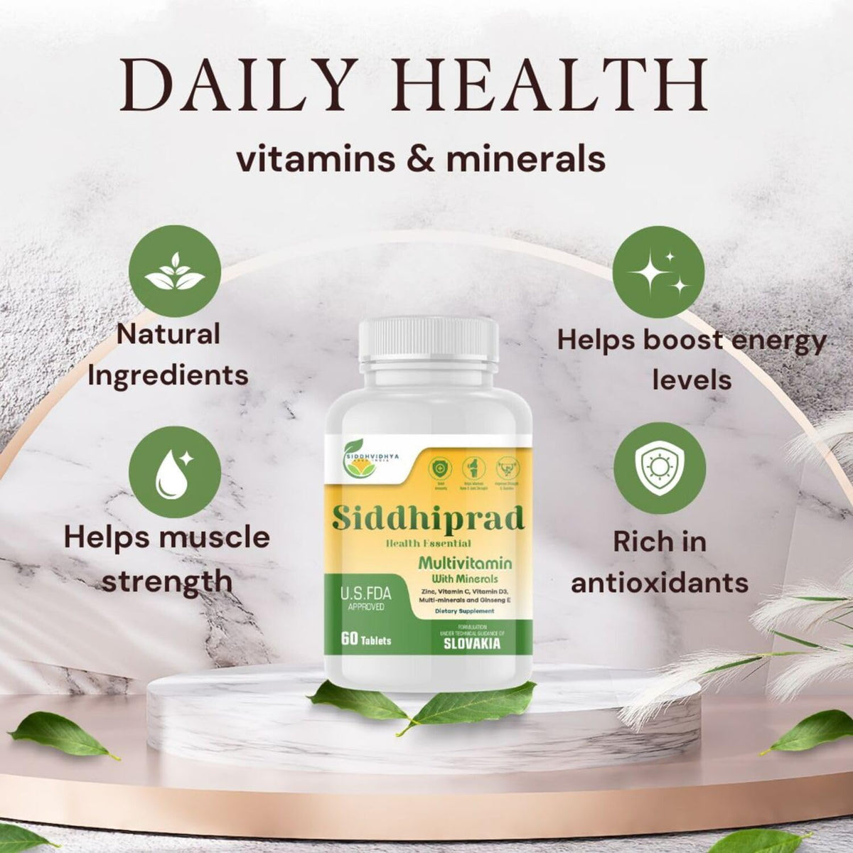 SIDDHIPRAD Complete Nutrition Multivitamin 120 Tablets for Adults_(MOQ-2)| Daily Health Supplement with Vitamins & Minerals, Supports Immunity Booster, Energy, Stamina and Overall Wellness for Men and Women