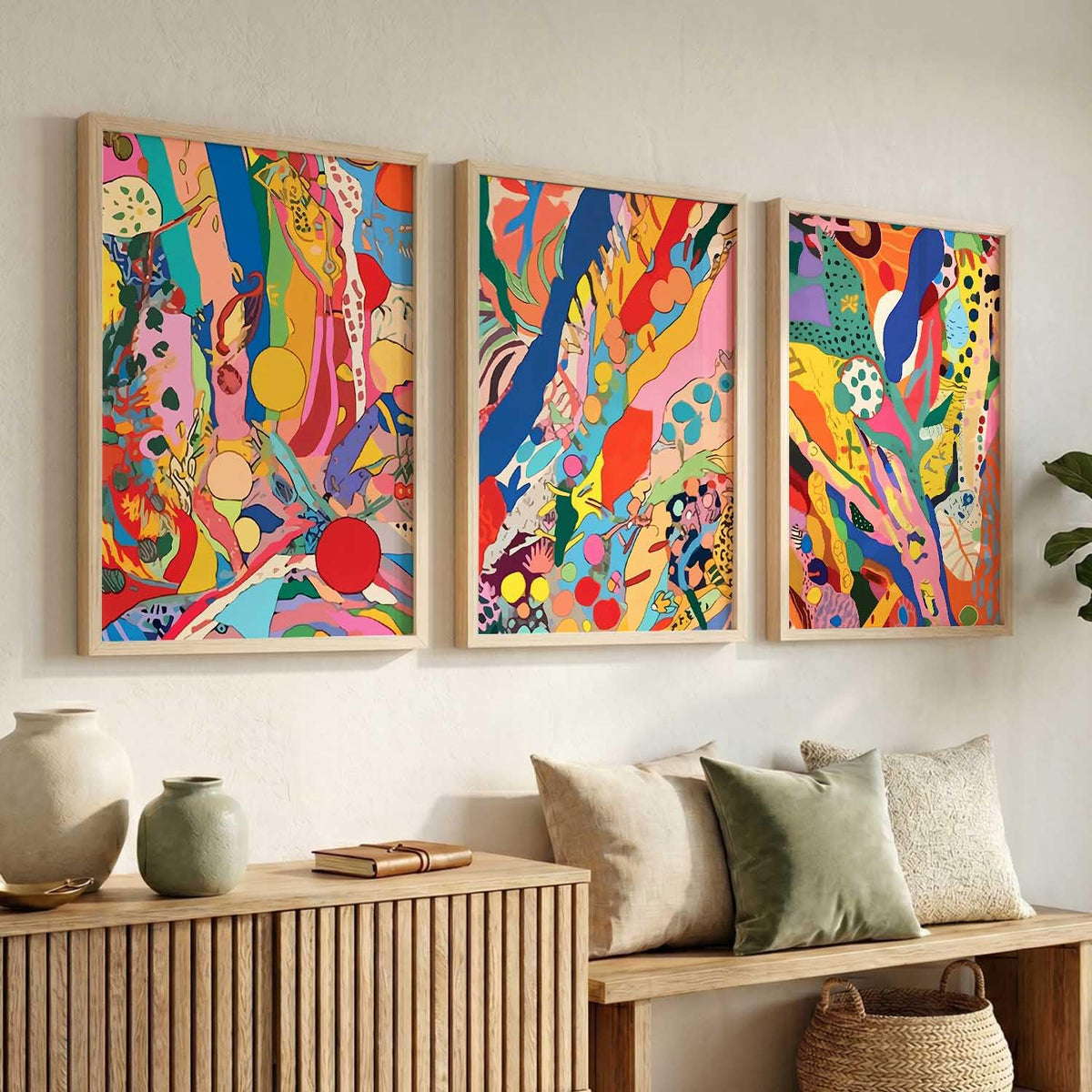 Premium Digital Painting with Frame for Home Decor - Painting for Living Room Bedroom Office Room Decor - Painting for Wall Decoration - Pack of 3 (Modern Art Painting, Design02, 10X13 inch)