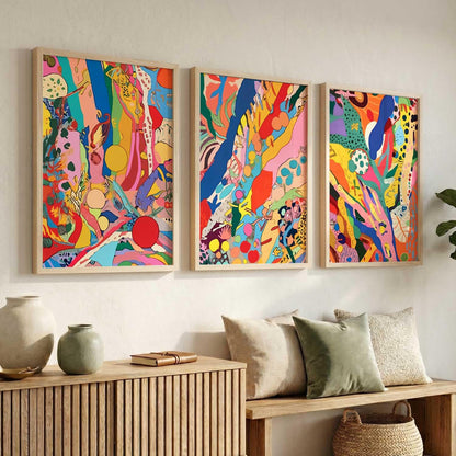 Premium Digital Painting with Frame for Home Decor - Painting for Living Room Bedroom Office Room Decor - Painting for Wall Decoration - Pack of 3 (Modern Art Painting, Design02, 10X13 inch)