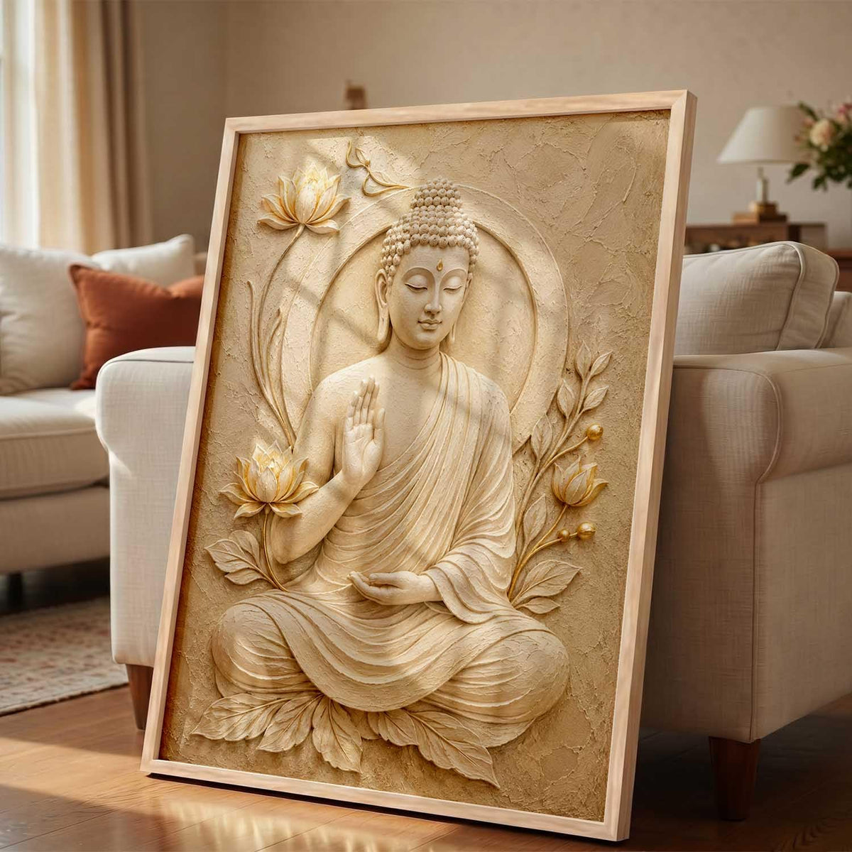 Hindu God Wall Art, 3D Textured Framed Print, Religious Spiritual Painting for Pooja Room, Living Room, Temple, Home Decor – Multiple Deity Designs (design 5, 13X19, Brown)