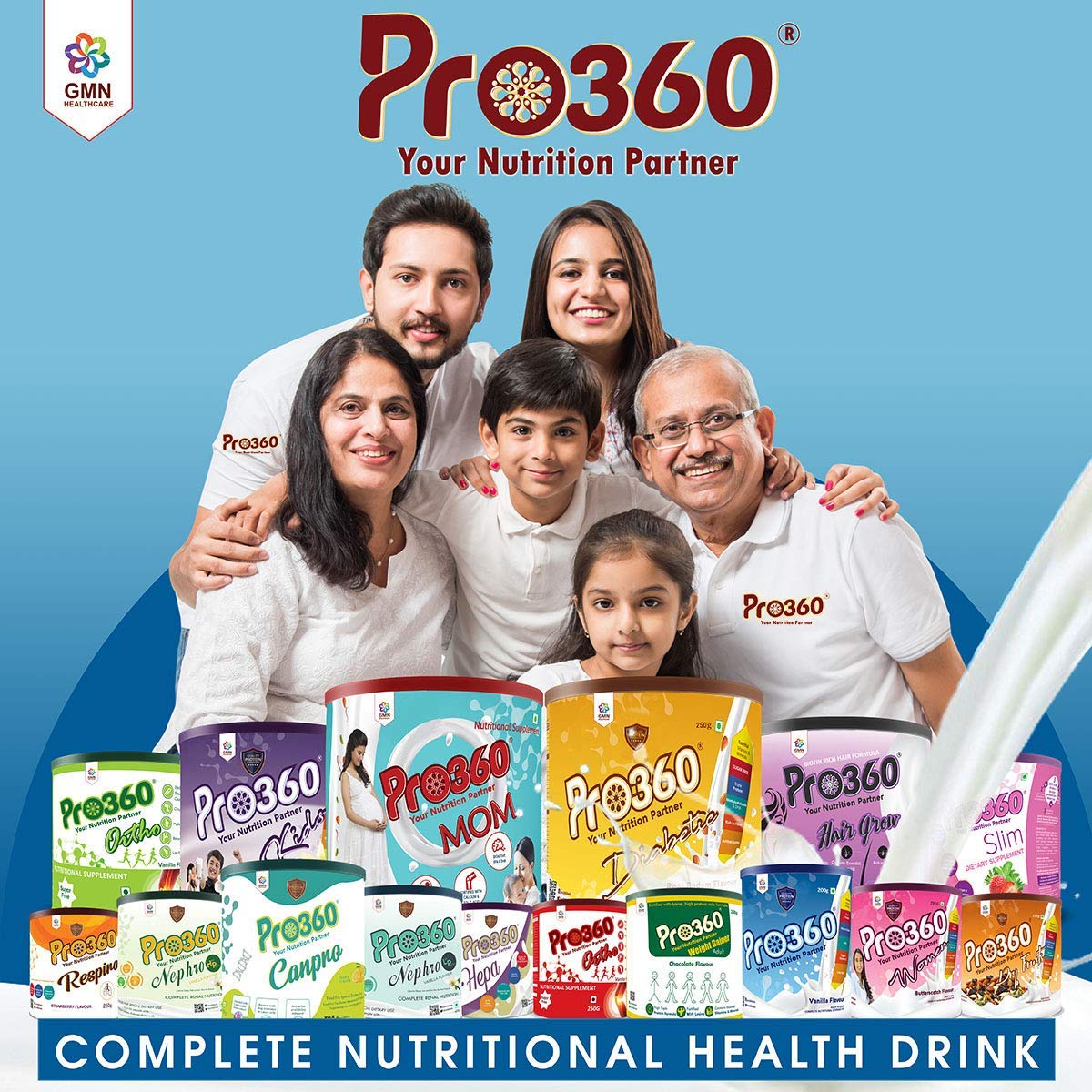 Pro360 Hair Grow Nutritional Protein Supplement Powder for Healthy Hair, Glowing Skin & Nails - Enriched with Biotin and Green Apple Skin Extract for Men & Women - Chocolate Flavor 250g (Pack of 1)