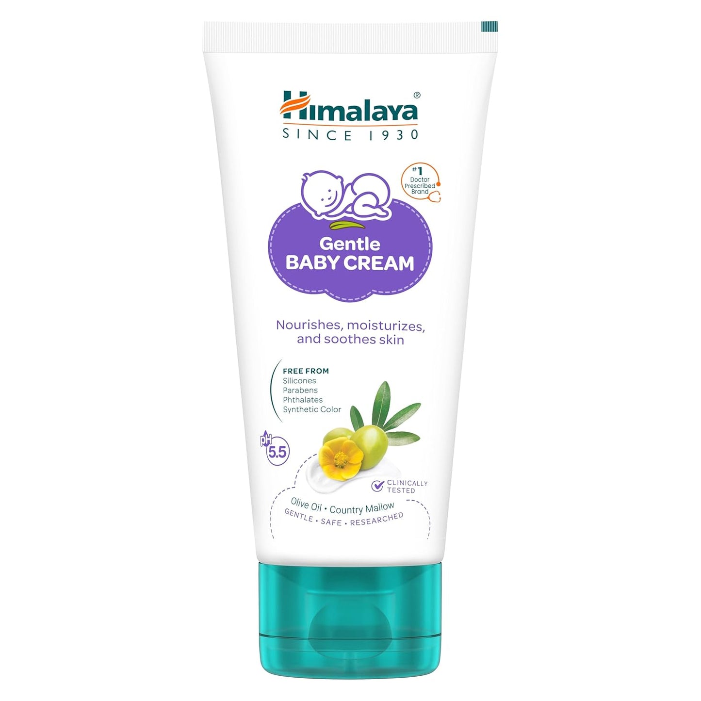 Himalaya Gentle Baby Cream 50ml | No.1 Doctor-Prescribed Brand | Nourishes & Extra Soft Skin | pH 5.5 Formulation | Safe for Newborns