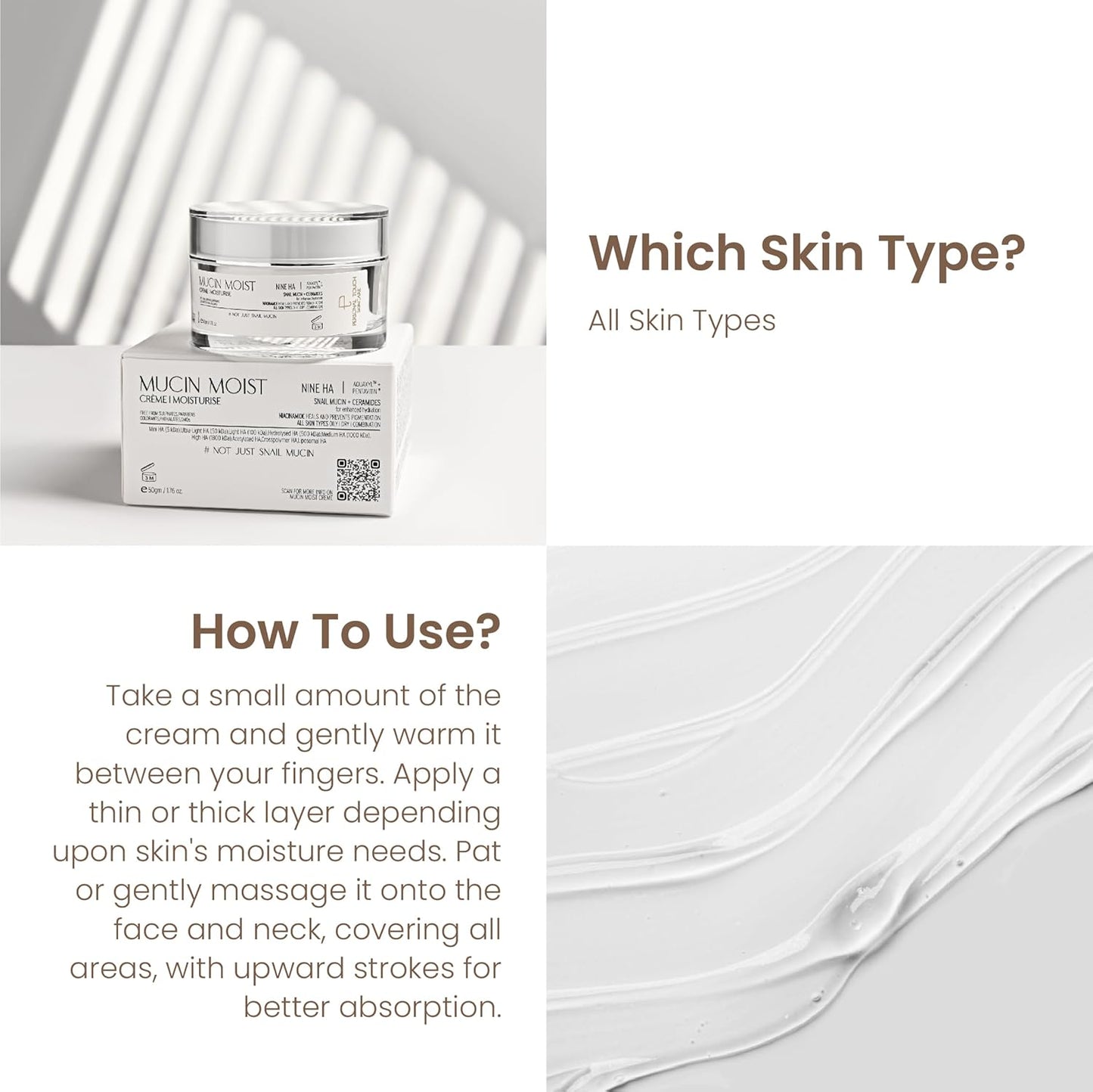 Personal Touch Mucin Barrier-Repair Crème Gel | With Snail Mucin, Ceramides & Multi-Hyaluron Complex | Lightweight Hydrating Gel Cream for Skin Barrier Support | Non-Comedogenic | 50 g
