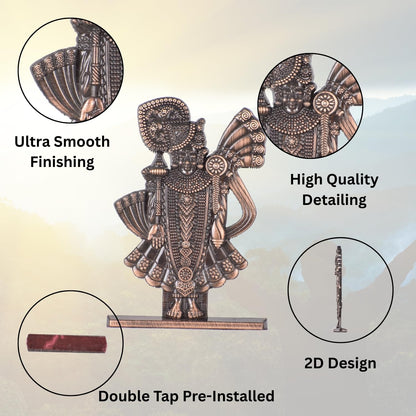 Jay Dwarikadhish Ji Idol for Car Dashboard – Copper Finish Spiritual Krishna Ji Statue for Car, Mandir & Gifting (S980-CPR)
