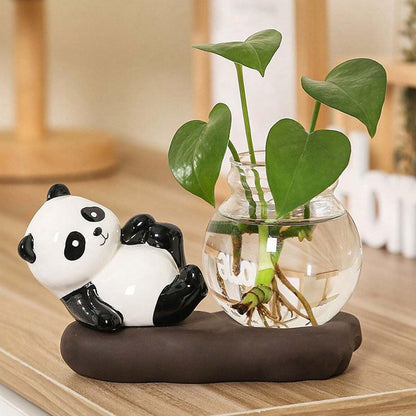 Nostrae Panda with Money Plant Planter Show Pieces for Home Decor | Cute Showpieces Gift Item for Decoration | Center Table Tv Showcase Shelf Office Interior Statue Figurines
