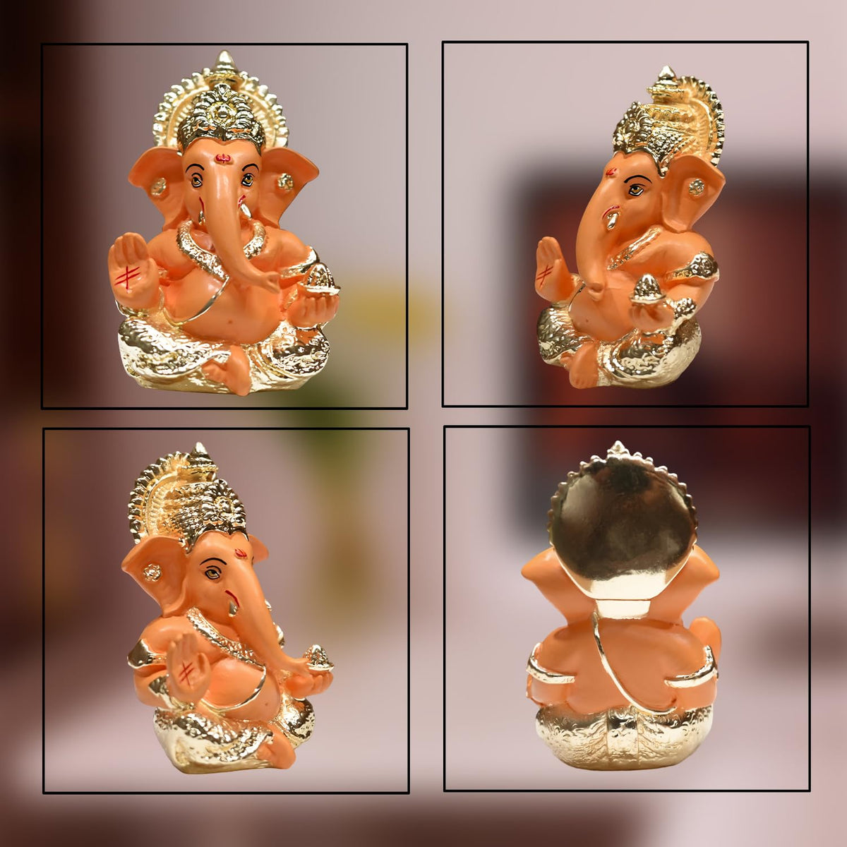 Gold Plated Ganesha Idol with Mango Terracotta Work - 3.5 Inch Height for Home Decor/Office Desk/Puja Room Sculpture, Infusing Positive Energy & Religious Gift (8.89 x 5.08 cm)(Mango Yellow)