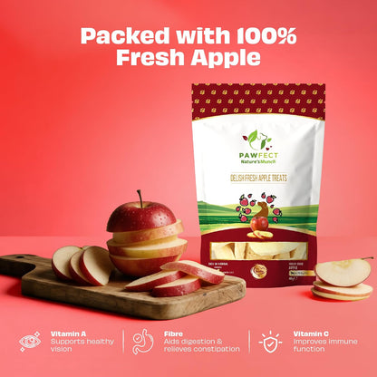 Pawfect Nature's Munch Freeze-Dried Delish Fresh Apple Treats for Dogs | Hypoallergenic Dog Treats, Grain-Free | Healthy Dog Treats (40g)