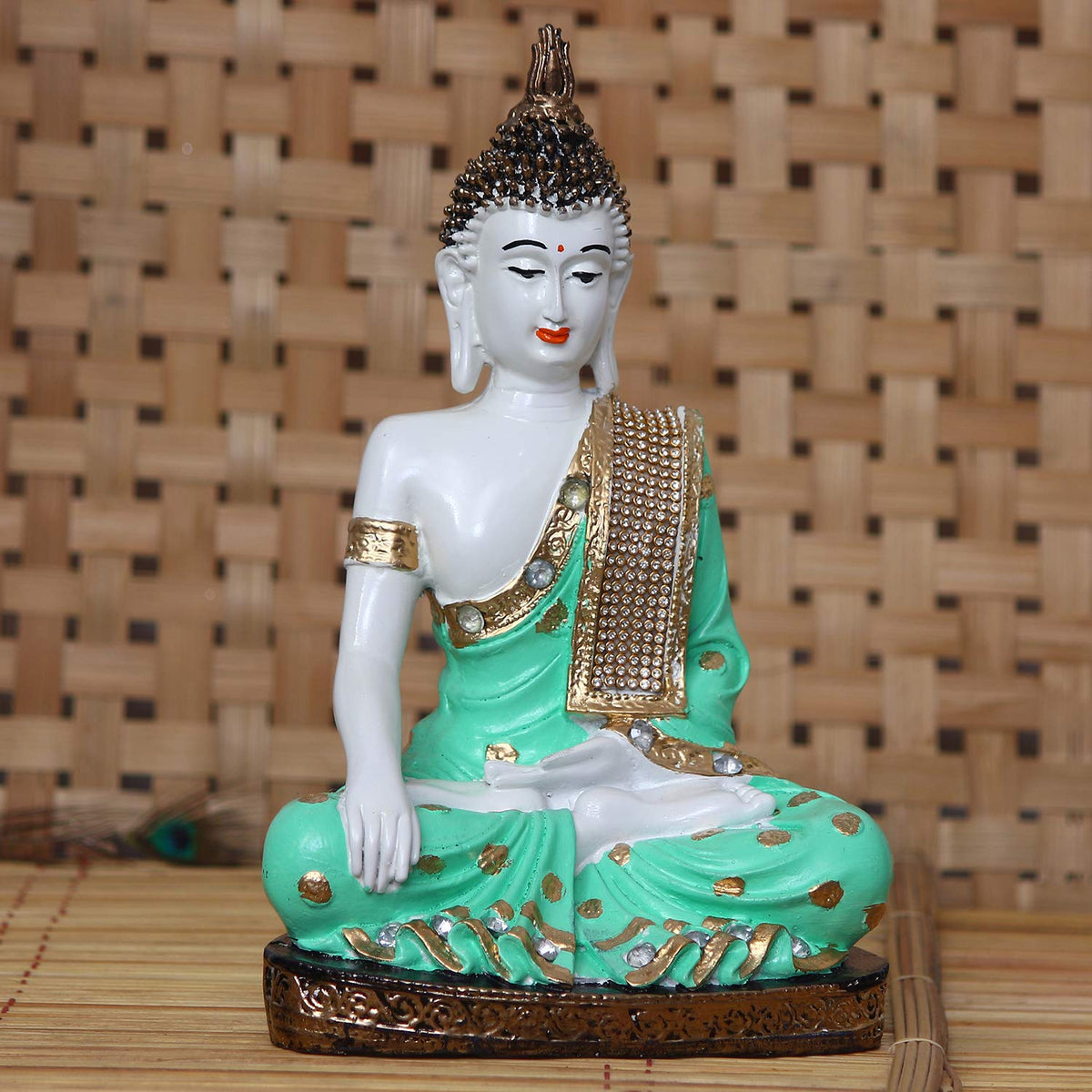Decorative Meditating Lord Buddha - Green