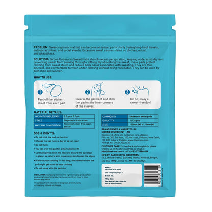 Back of a blue packaging with text and instructions on a white background