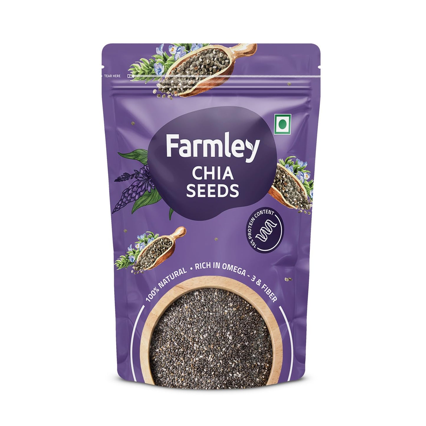 Farmley Chia Seeds 500g I Seeds for Eating | Seeds for Weight Management | Rich in Calcium, Protein & Fibre