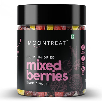 Moontreat Premium Mixed Berries, Unsalted, 360 gm (Dried Blueberry, Cranberry, Black Currant, Strawberry, Cherry, Mango, Raisin) | Dried Berries | Antioxidant Rich | Healthy Snack for Kids and Adults