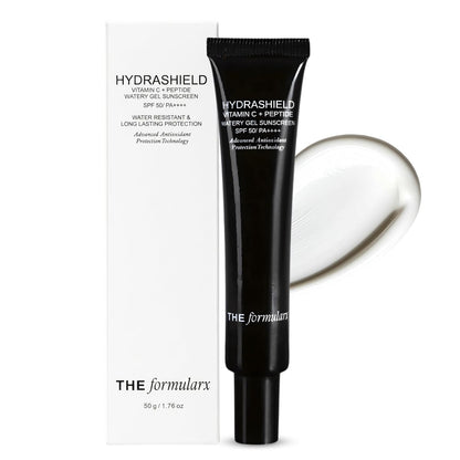 The Formularx Hydrashield Sunscreen SPF 50 PA++++ with Vitamin C & Peptide | For Oily, Acne, & Fungal Acne Prone Skin | Broad Spectrum UV & Blue Light Protection | Lightweight, No White Cast, Water & Sweat Resistant | 50g