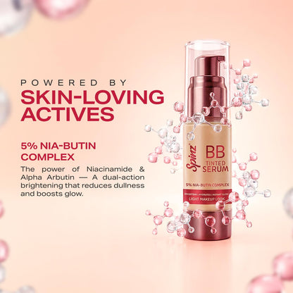 Spinz BB Skin Tint Face Serum Infused with Niacinamide | Instantly Brightens & Evens Skin Tone | Reduces Dark Spots & Pigmentation | Lightweight, Non-Sticky Glow |30ml
