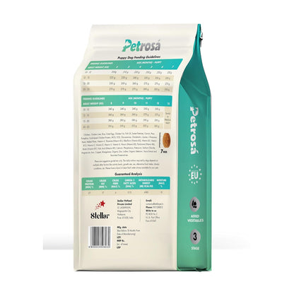 Petrosa Medium Breed Puppy Dog Food (2 to 12 Months), 1 Kg, 30% Protein with DHA & Prebiotics, Growth & Digestion Formula