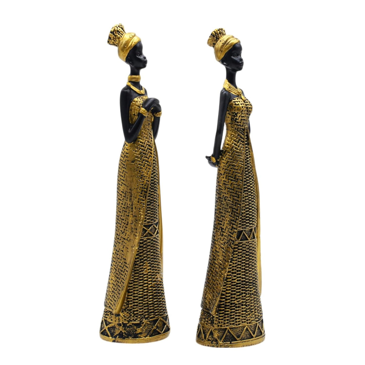 Vibrant Beautiful Finish Uniquely Hand Crafted Home Decor African Tribal Women Art Piece (Set of 2)