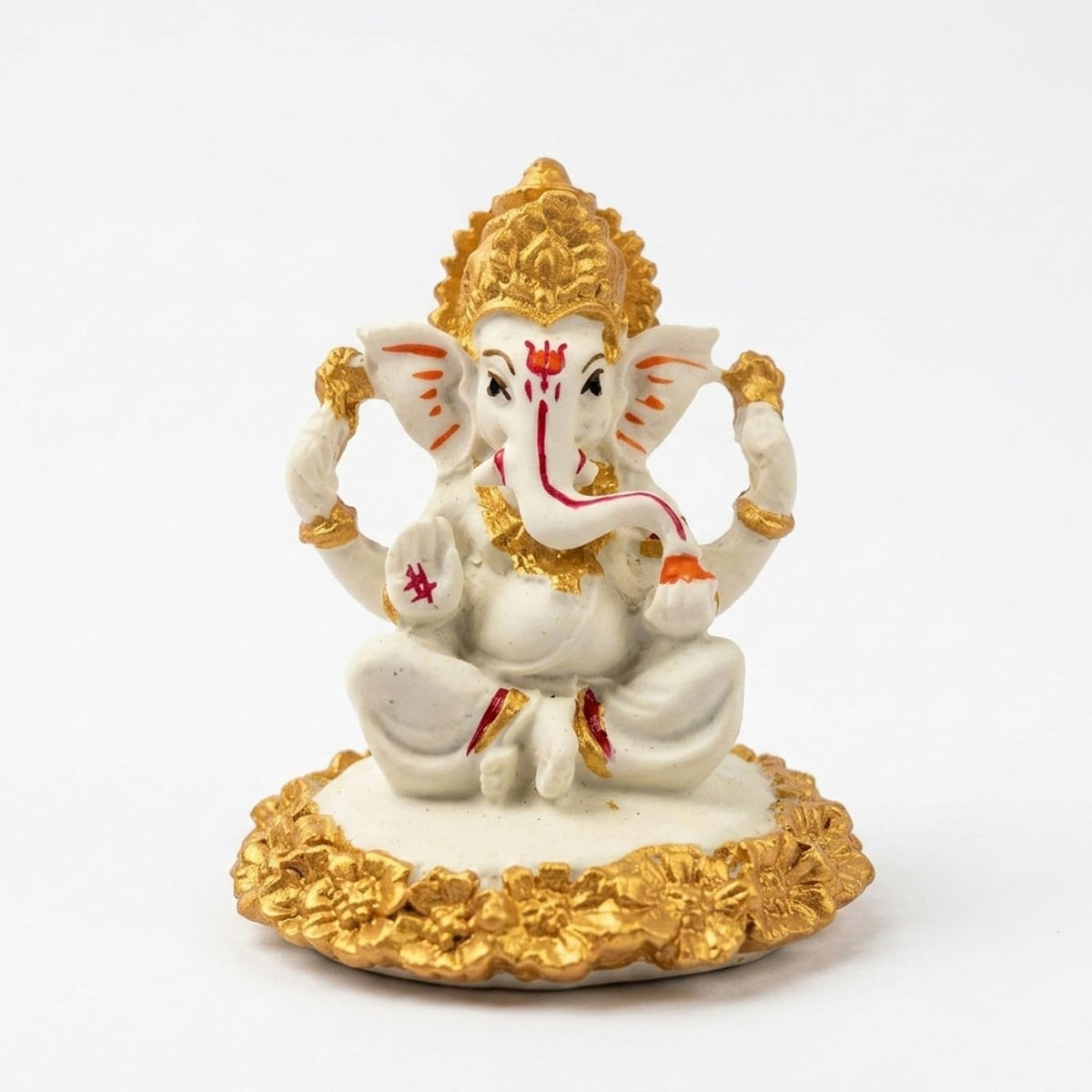 Gold Art India Ganesha Idol,Ganesh Statue for Home Decor,Ganesha murti for Office Desk, & Ganpati Idol for Car Dashboard,Unique Wedding & Birthday Gift
