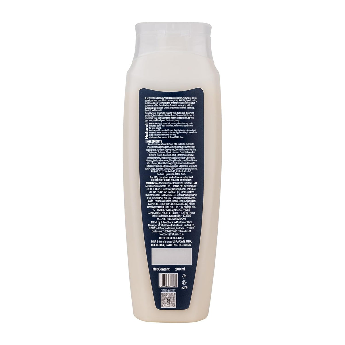 White bottle with a blue label on a white background