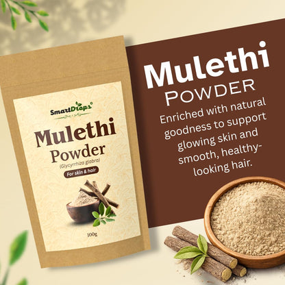 Smartdrops Mulethi Root Powder for Hair and Skin DIY Face Pack Hair Pack Mixing Ingredient for Scalp and Skincare Routine | 100g (Pack-1)