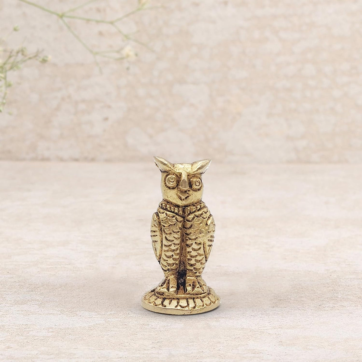 Brass Animal Owl Sculpture Statue Handcrafted Decorative Showpiece Idol for Home, Office Dcor (Height : 4.5cm Length | Weight : 57gm Approxe)