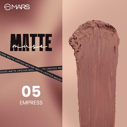 MARS Matte Muse Mousse Lipstick (3ml) (05-EMPRESS) with Doe-Foot Applicator | Highly Pigmented | Smooth Texture | Hydrating Formula | Blurry Lips Effect