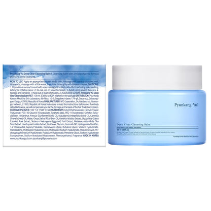 [PKY] Pyunkang Yul Deep Clear Cleansing Balm, All in One Facial Cleanser for Heavy Makeup Removal, Moisturized Finish with Plant Based Oil, Korean Skincare (100ml)