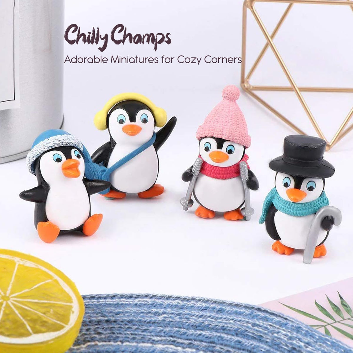 Nostrae Penguin Miniature Toys & Cute Miniatures Decorative Items | Small Figurines for Home Decor | Desk Decoration Miniature Things, Gifts & Mini Showpieces Desk Decor (Set of 4)
