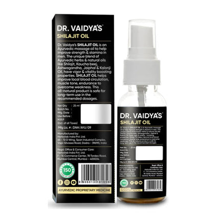 Dr. Vaidya’s Shilajit Oil for Men – Ayurvedic Massage Oil for Strength, Stamina & Recovery | 100% Natural Shilajit Oil with Ashwagandha & Gokshura – Shilajit for Men, 30ml