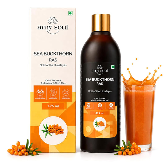 Sea Buckthorn Juice 425ml | Natural Wellness Drink with Vitamin C, Omega 3 6 7 9 & Antioxidants | Sea Buckthorn Ras for Immunity Support, Skin & Hair Wellness, Energy & Digestion | Dark Glass Bottle | No Added Preservatives