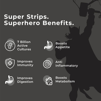 Wellbeing Nutrition Marvel Thor Melts | Active Probiotics & Prebiotics for Kids (6+) to Improve Digestion, Immunity & Gut Health | Kids Health Supplement | Sweet Cherry Flavor (30 Oral Strips)